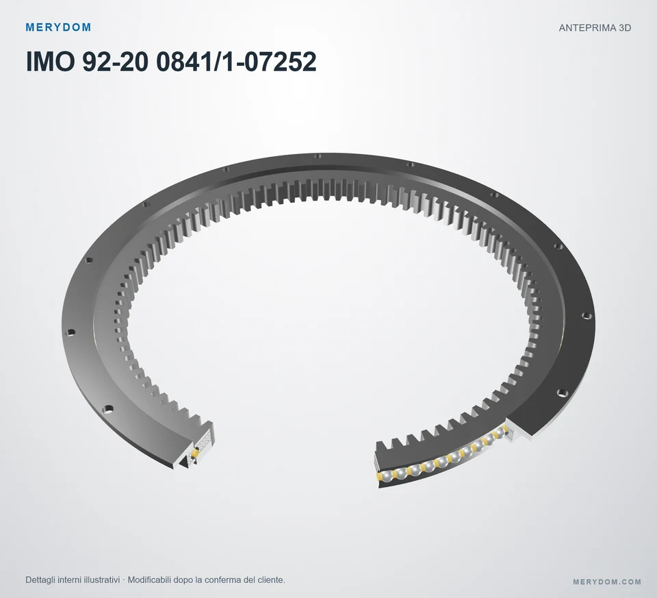 Anteprima del modello 3D del cuscinetto di rotazione sostitutivo MERYDOM per IMO 92-20 0841/1-07252.