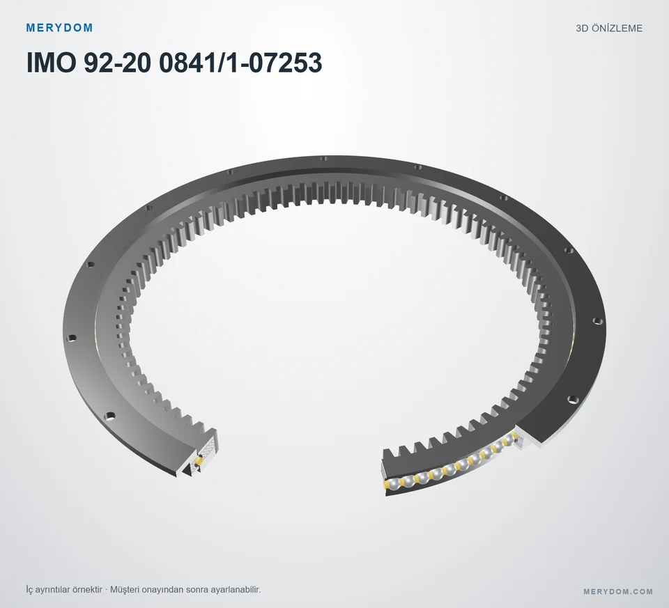 IMO 92-20 0841/1-07253 için MERYDOM muadil döner tabla rulmanının 3D model önizlemesi.