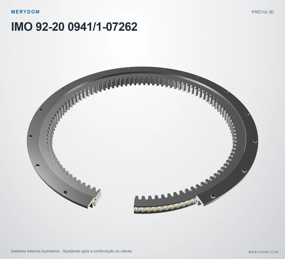 Prévia do modelo 3D do rolamento de giro de substituição MERYDOM para IMO 92-20 0941/1-07262.