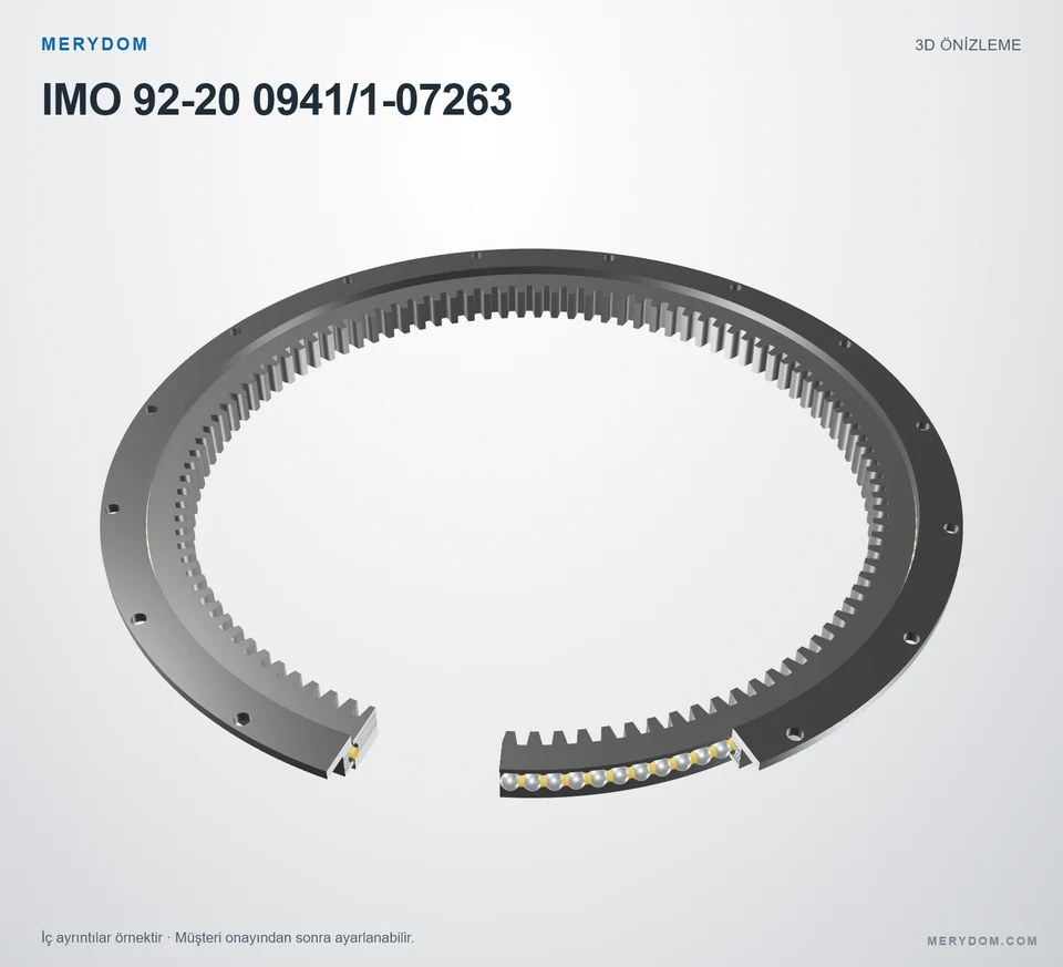 IMO 92-20 0941/1-07263 için MERYDOM muadil döner tabla rulmanının 3D model önizlemesi.