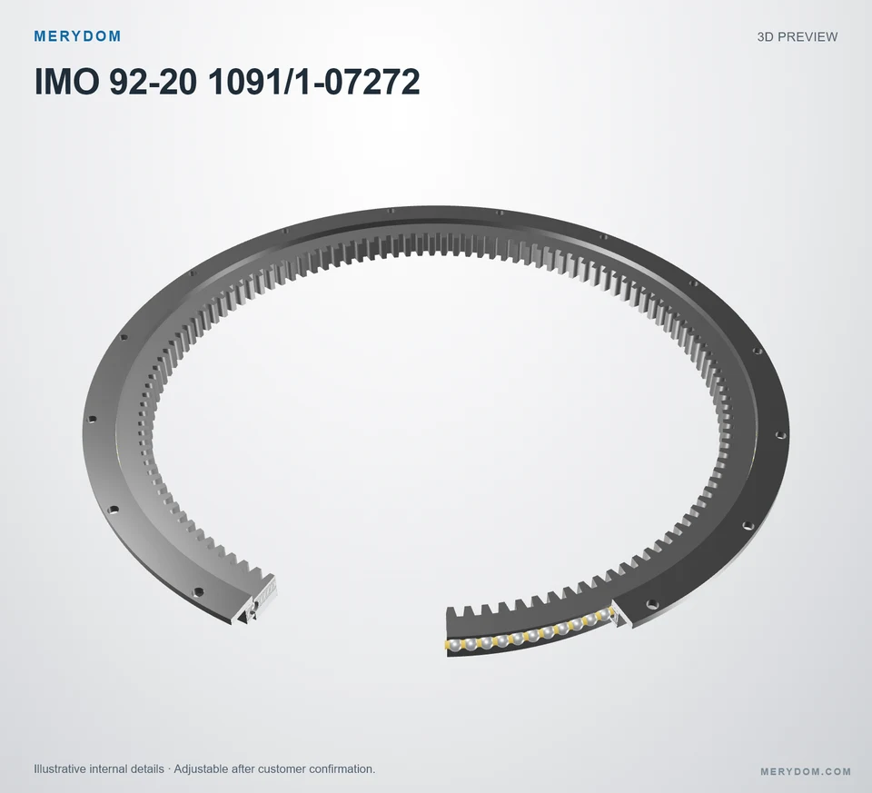 3D model preview of the MERYDOM replacement slewing bearing for IMO 92-20 1091/1-07272.