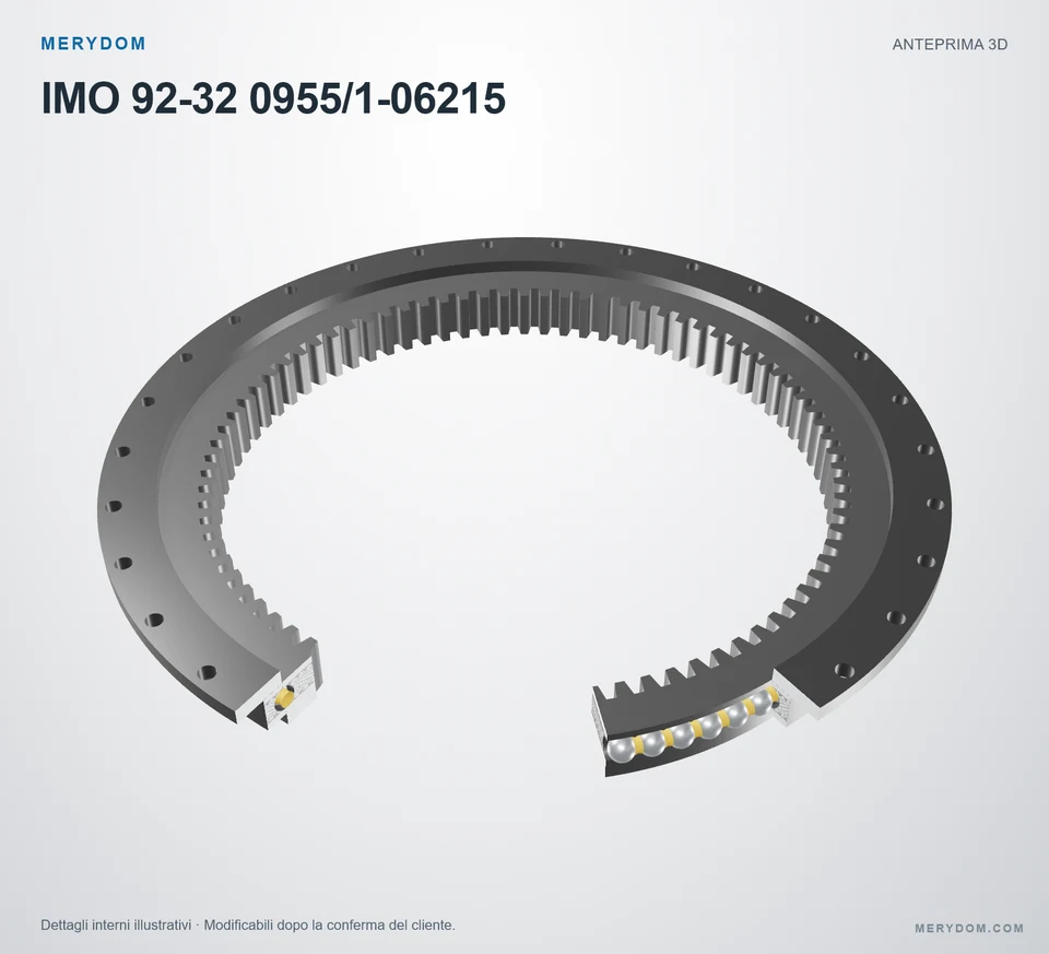 Anteprima del modello 3D del cuscinetto di rotazione sostitutivo MERYDOM per IMO 92-32 0955/1-06215.