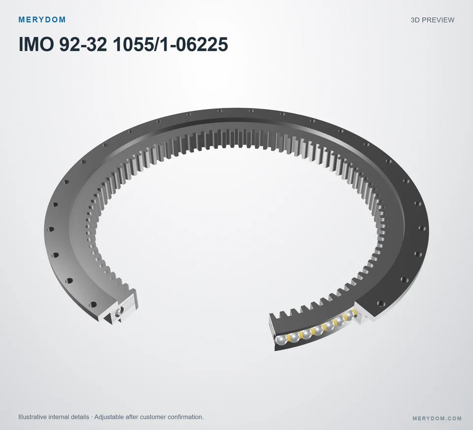 3D model preview of the MERYDOM replacement slewing bearing for IMO 92-32 1055/1-06225.