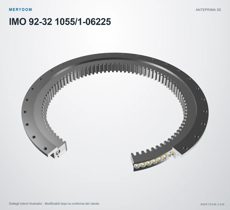 Anteprima del modello 3D del cuscinetto di rotazione sostitutivo MERYDOM per IMO 92-32 1055/1-06225.
