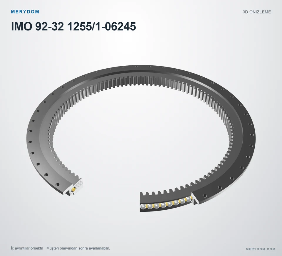 IMO 92-32 1255/1-06245 için MERYDOM muadil döner tabla rulmanının 3D model önizlemesi.