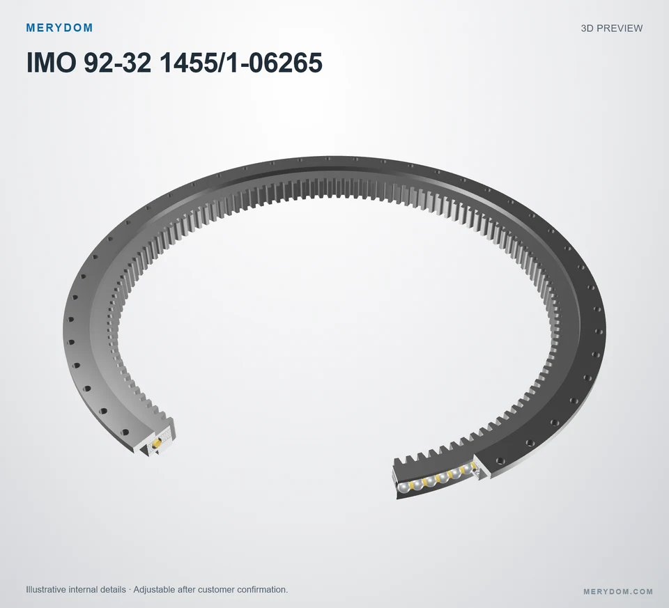 3D model preview of the MERYDOM replacement slewing bearing for IMO 92-32 1455/1-06265.