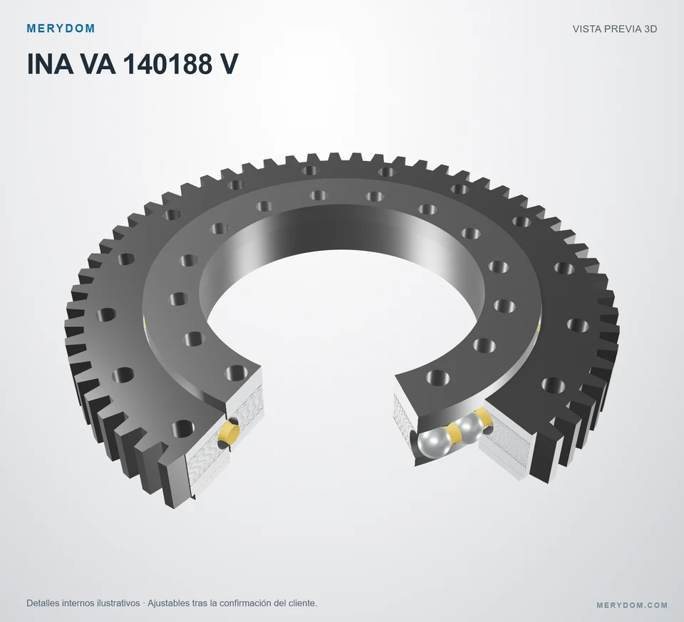Vista previa del modelo 3D de la corona de giro de sustitución MERYDOM para INA VA 140188 V.