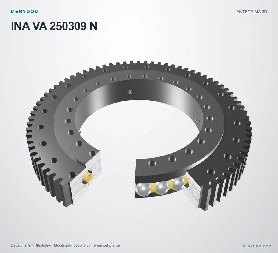 Anteprima del modello 3D del cuscinetto di rotazione sostitutivo MERYDOM per INA VA 250309 N.