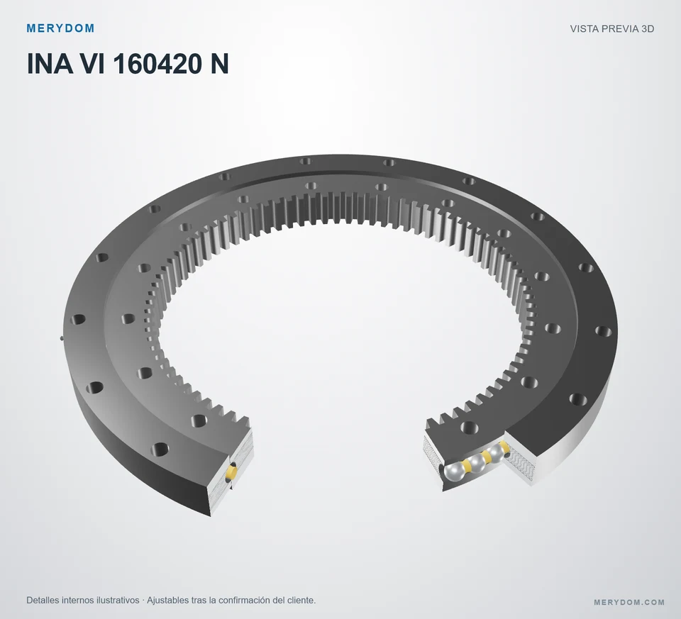 Vista previa del modelo 3D de la corona de giro de sustitución MERYDOM para INA VI 160420 N.
