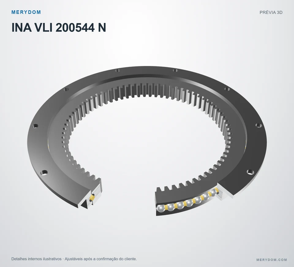 Prévia do modelo 3D do rolamento de giro de substituição MERYDOM para INA VLI 200544 N.