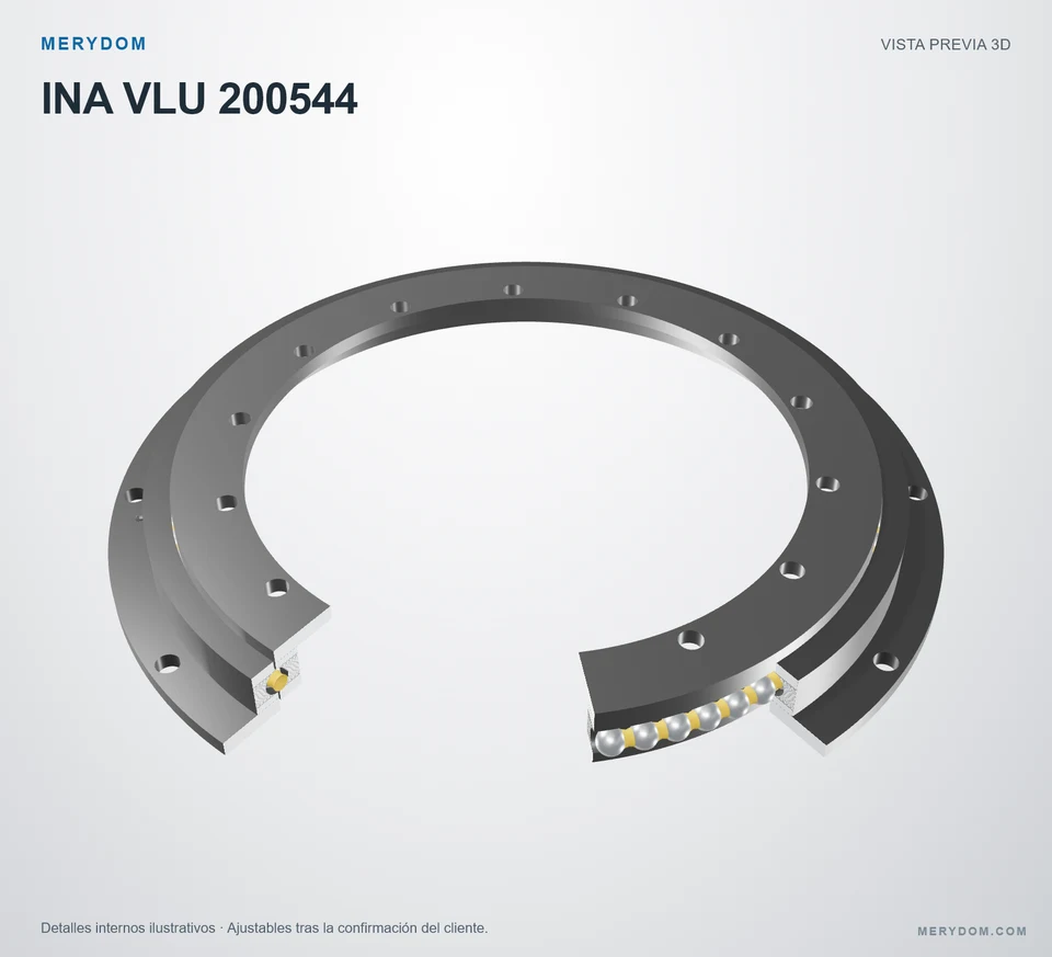 Vista previa del modelo 3D de la corona de giro de sustitución MERYDOM para INA VLU 200544.