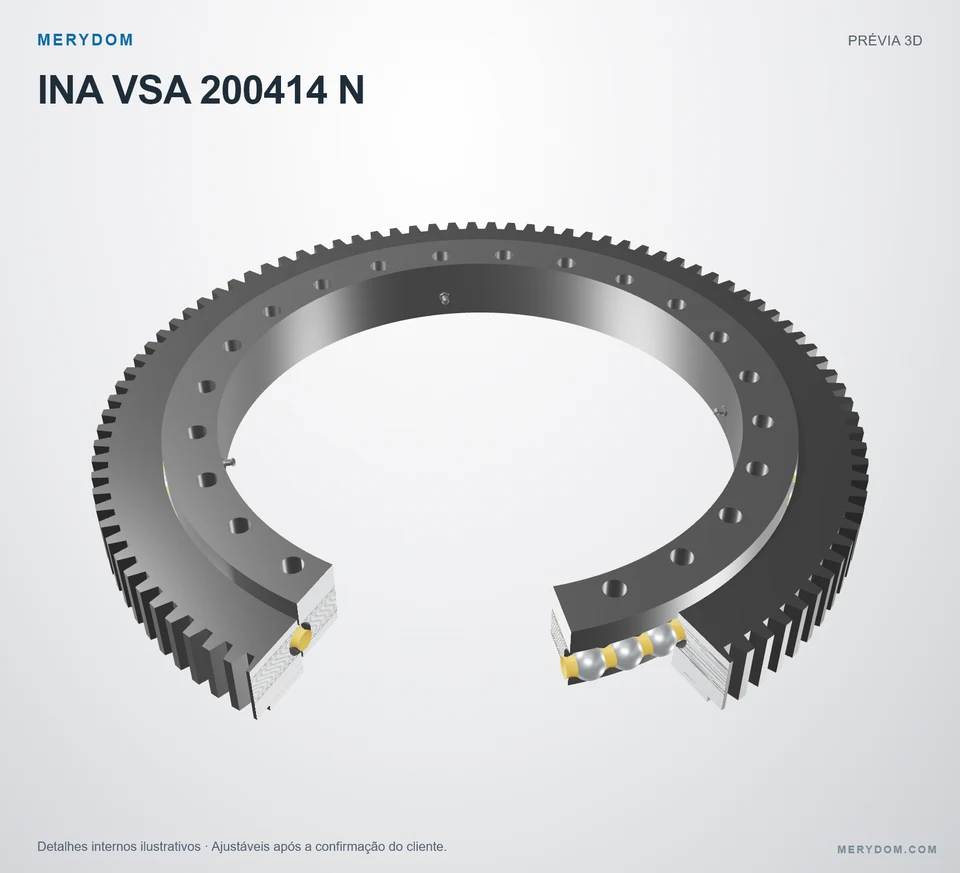 Prévia do modelo 3D do rolamento de giro de substituição MERYDOM para INA VSA 200414 N.