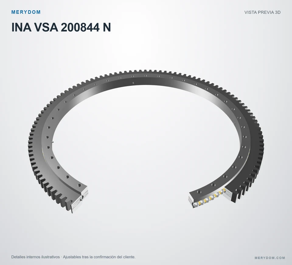 Vista previa del modelo 3D de la corona de giro de sustitución MERYDOM para INA VSA 200844 N.