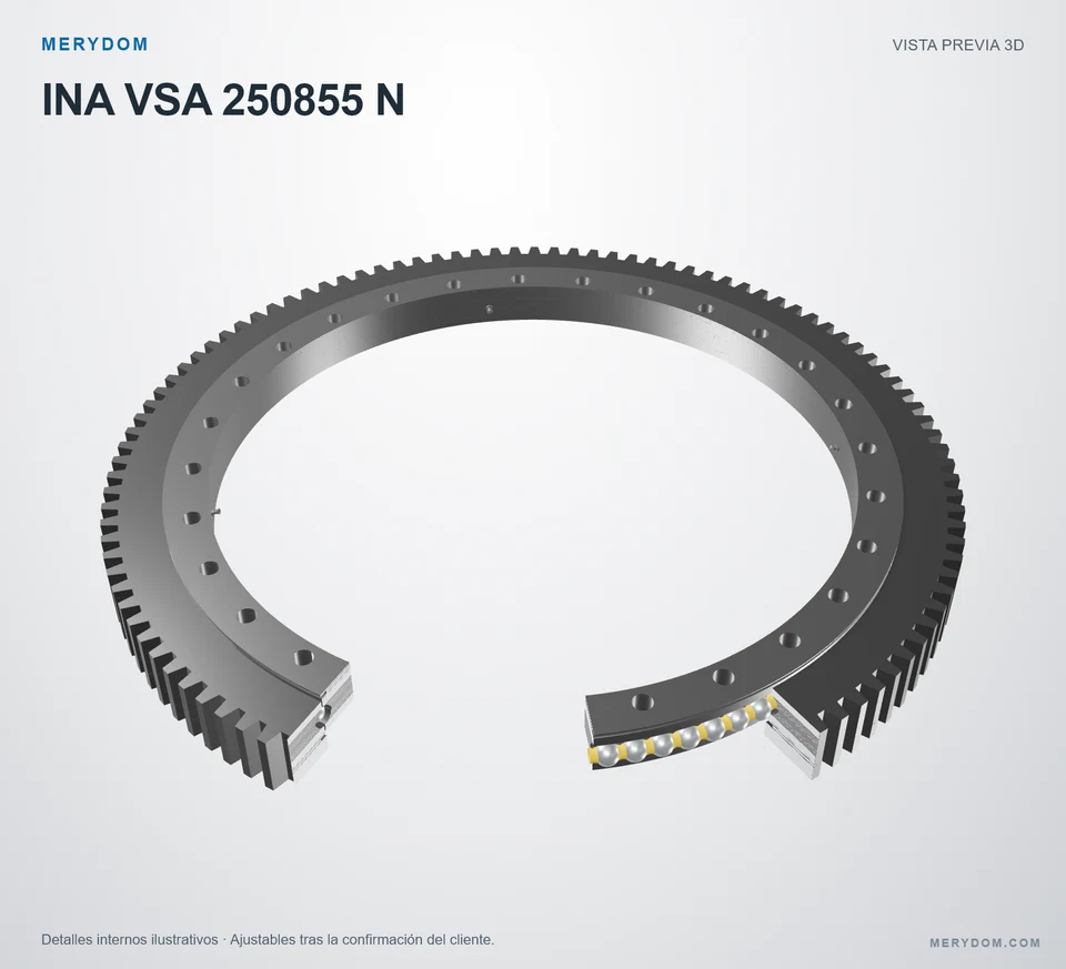 Vista previa del modelo 3D de la corona de giro de sustitución MERYDOM para INA VSA 250855 N.