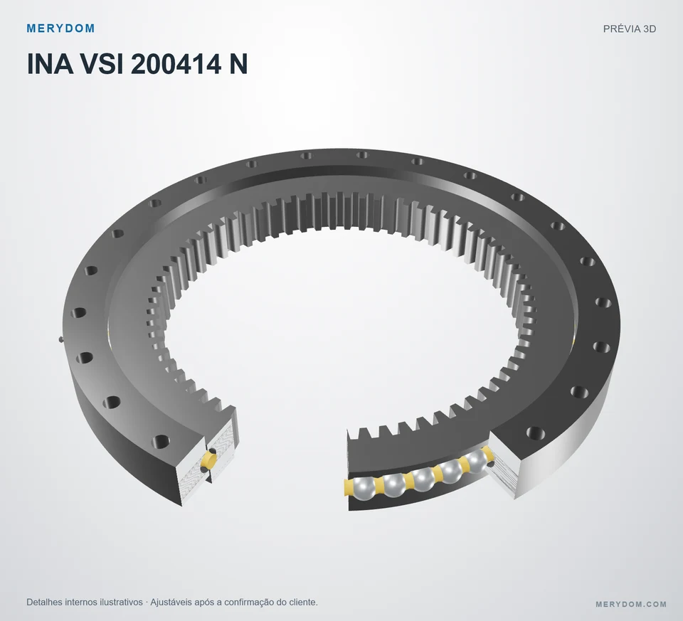 Prévia do modelo 3D do rolamento de giro de substituição MERYDOM para INA VSI 200414 N.