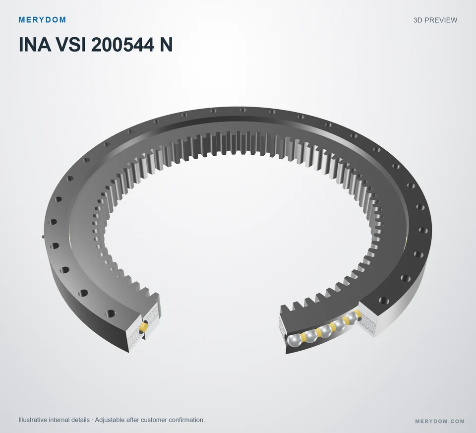 3D model preview of the MERYDOM replacement slewing bearing for INA VSI 200544 N.