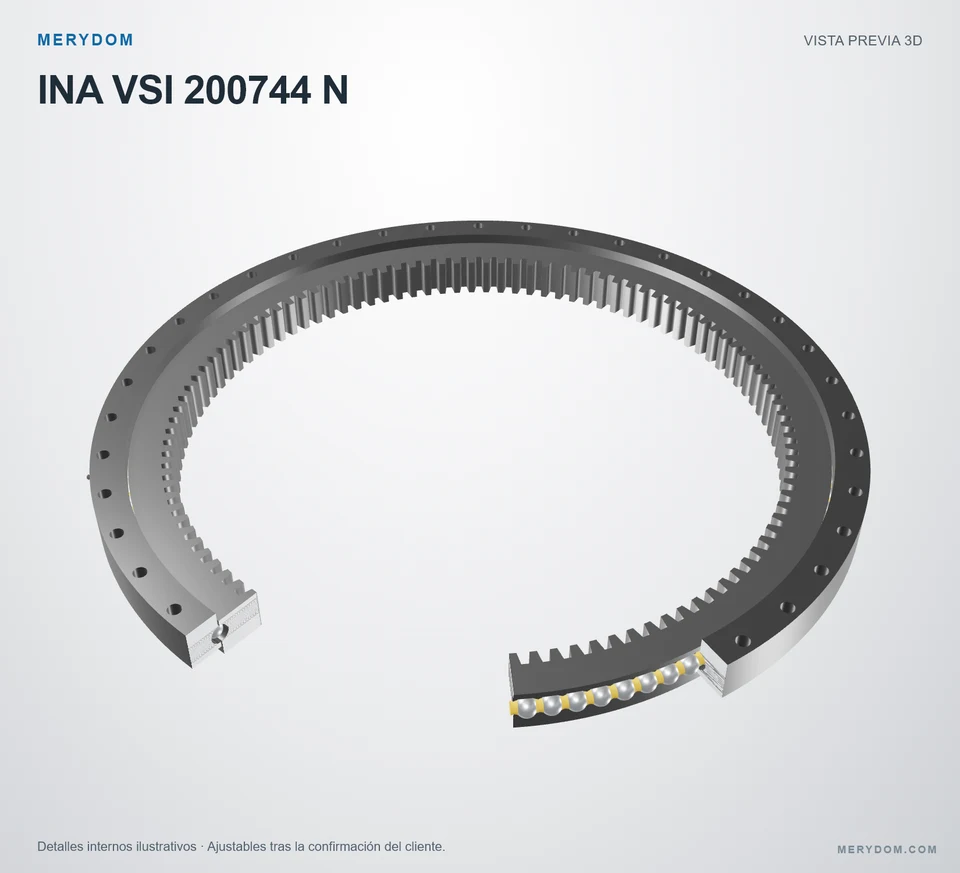 Vista previa del modelo 3D de la corona de giro de sustitución MERYDOM para INA VSI 200744 N.
