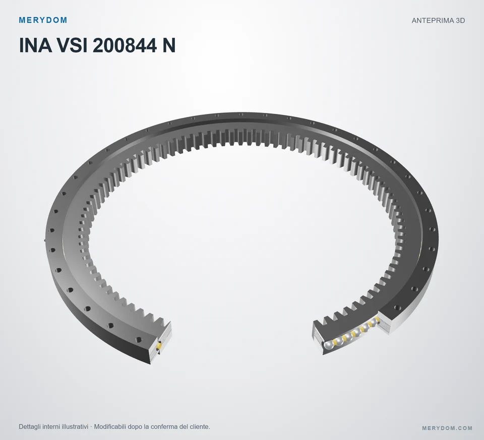 Anteprima del modello 3D del cuscinetto di rotazione sostitutivo MERYDOM per INA VSI 200844 N.
