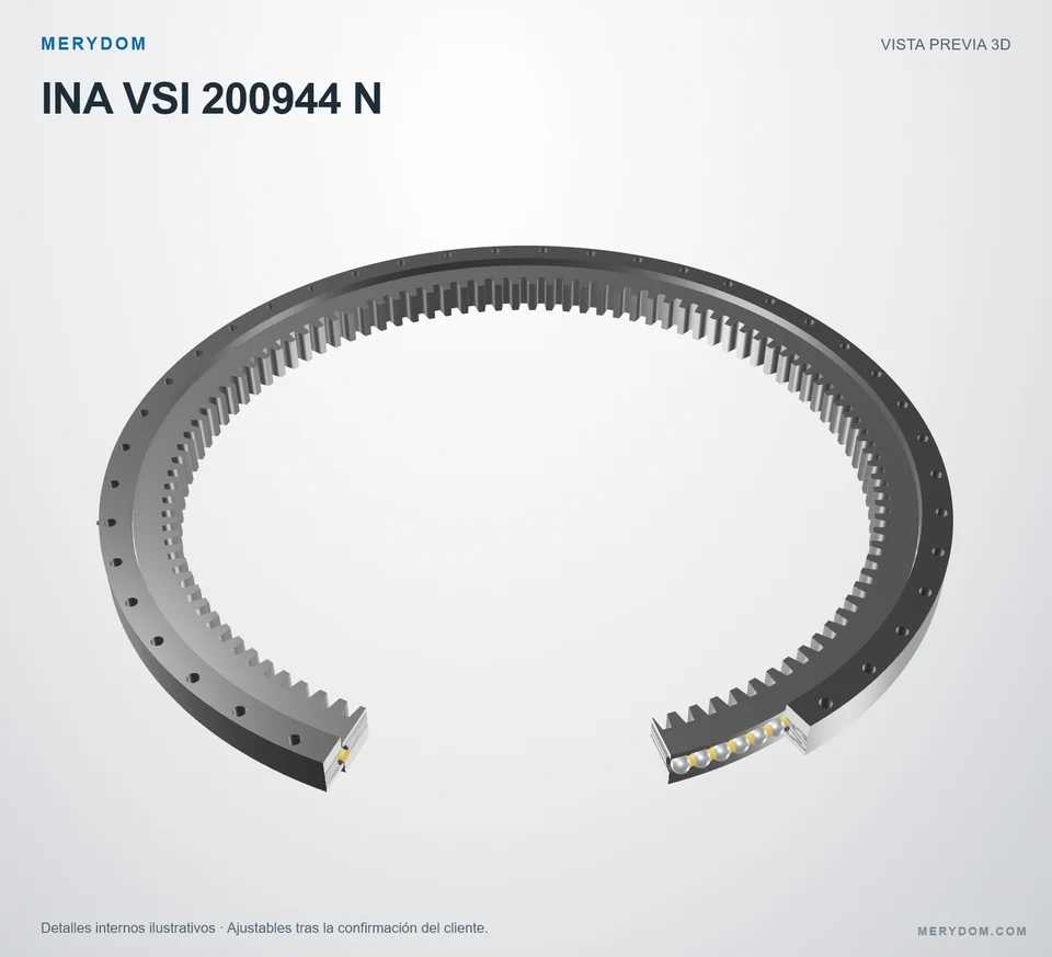 Vista previa del modelo 3D de la corona de giro de sustitución MERYDOM para INA VSI 200944 N.