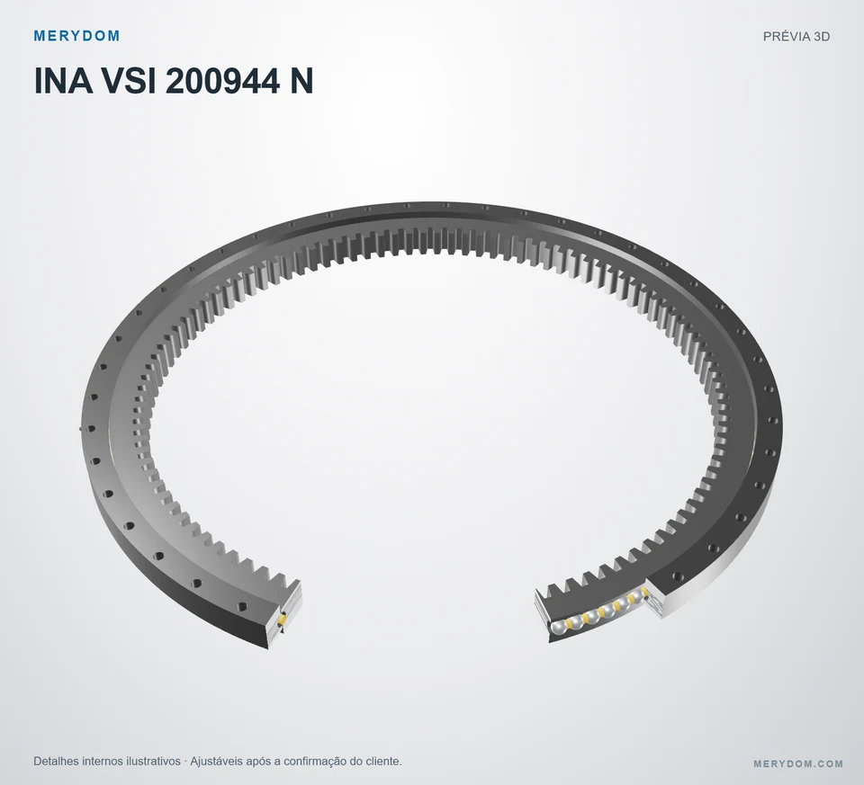 Prévia do modelo 3D do rolamento de giro de substituição MERYDOM para INA VSI 200944 N.