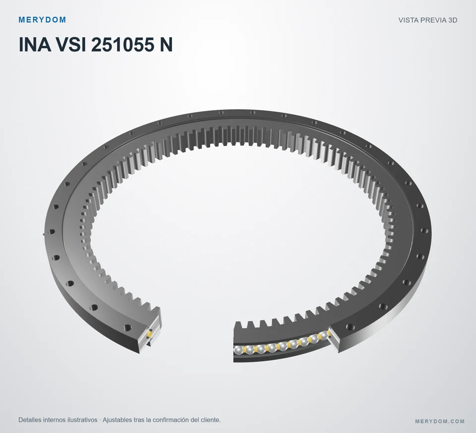 Vista previa del modelo 3D de la corona de giro de sustitución MERYDOM para INA VSI 251055 N.