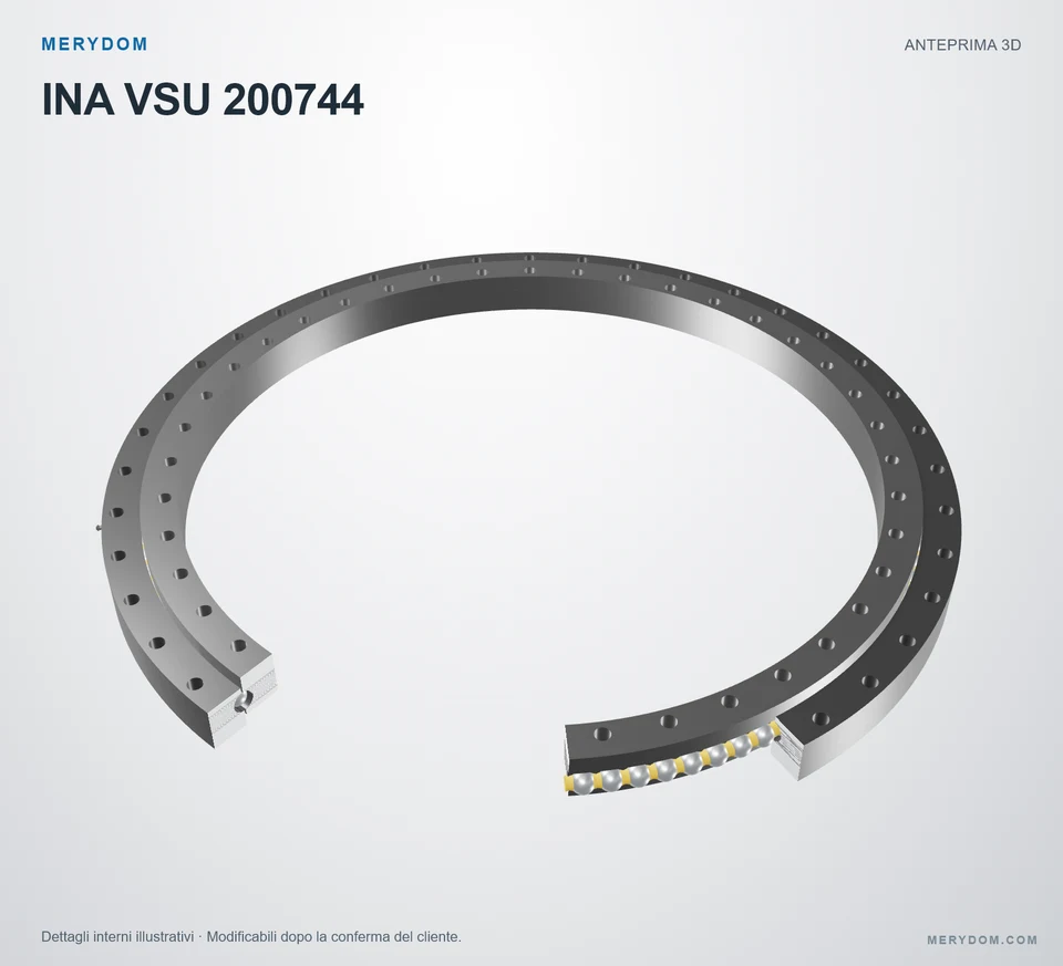 Anteprima del modello 3D del cuscinetto di rotazione sostitutivo MERYDOM per INA VSU 200744.