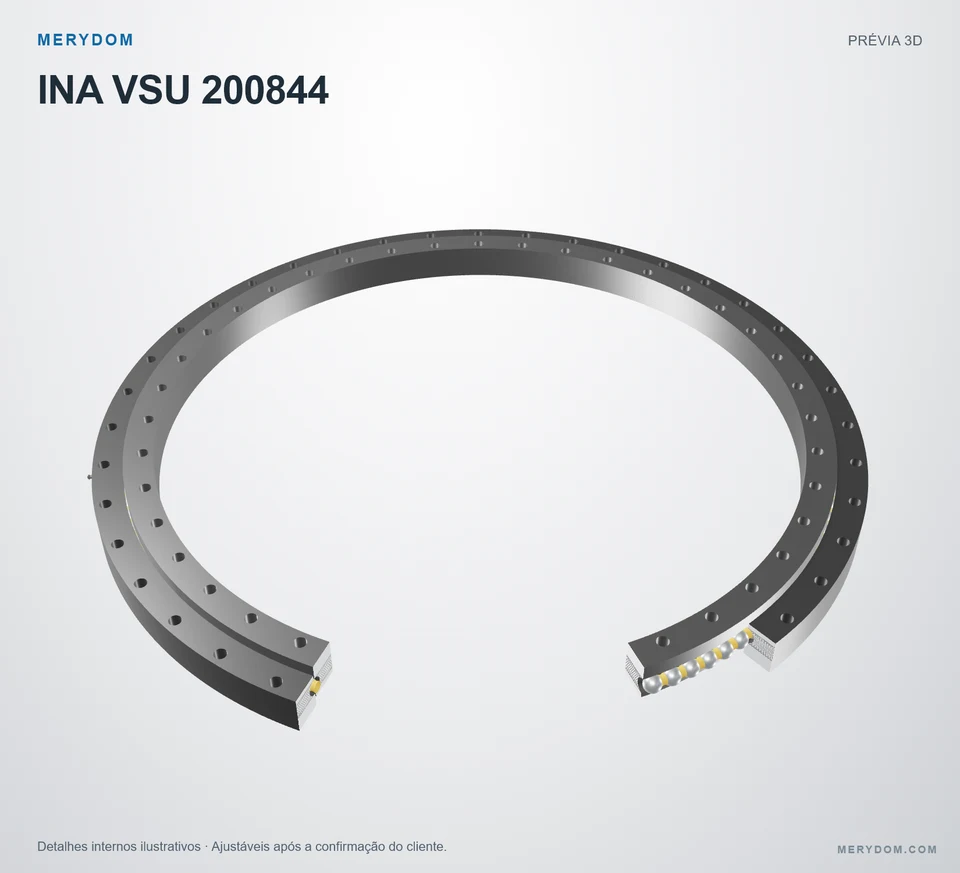 Prévia do modelo 3D do rolamento de giro de substituição MERYDOM para INA VSU 200844.