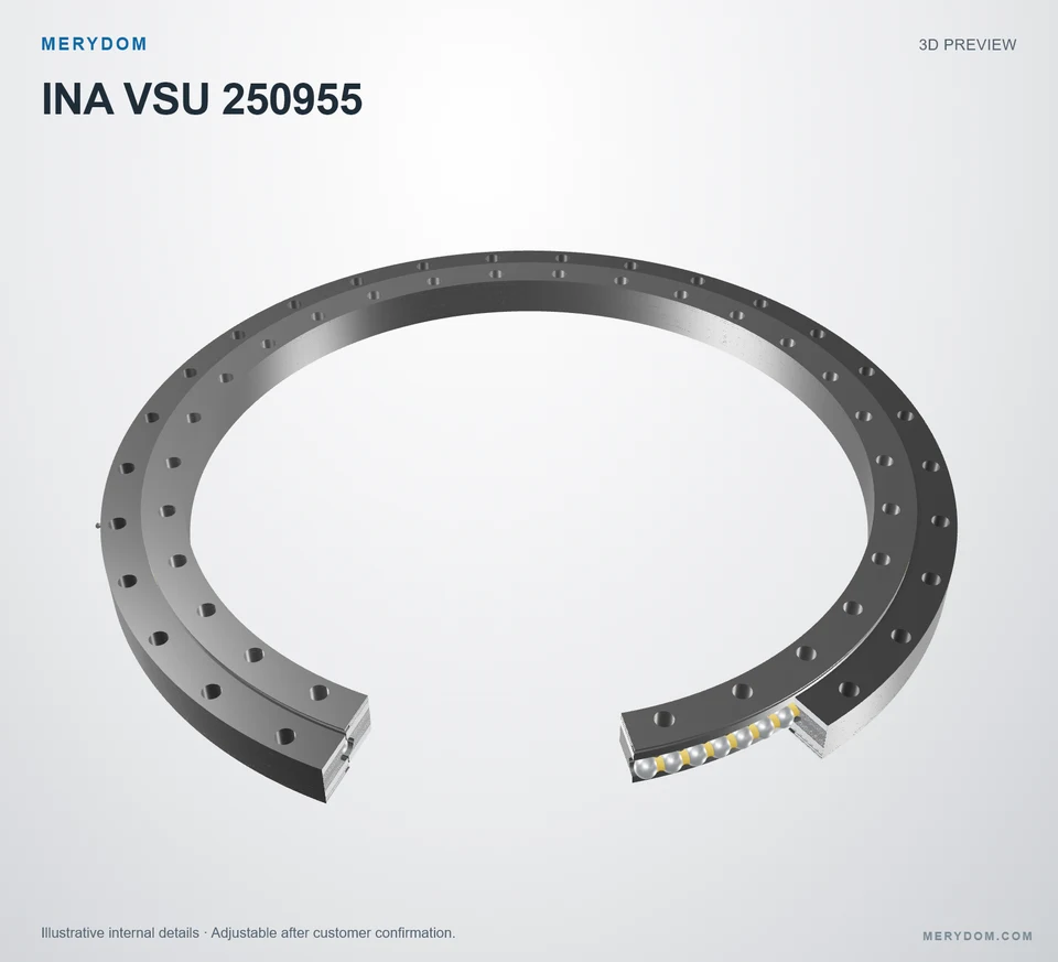 3D model preview of the MERYDOM replacement slewing bearing for INA VSU 250955.