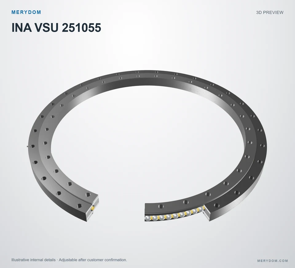 3D model preview of the MERYDOM replacement slewing bearing for INA VSU 251055.