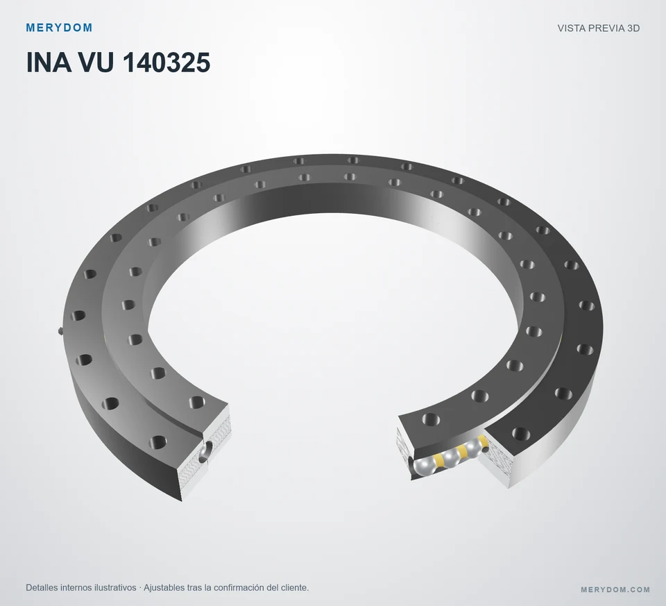Vista previa del modelo 3D de la corona de giro de sustitución MERYDOM para INA VU 140325.