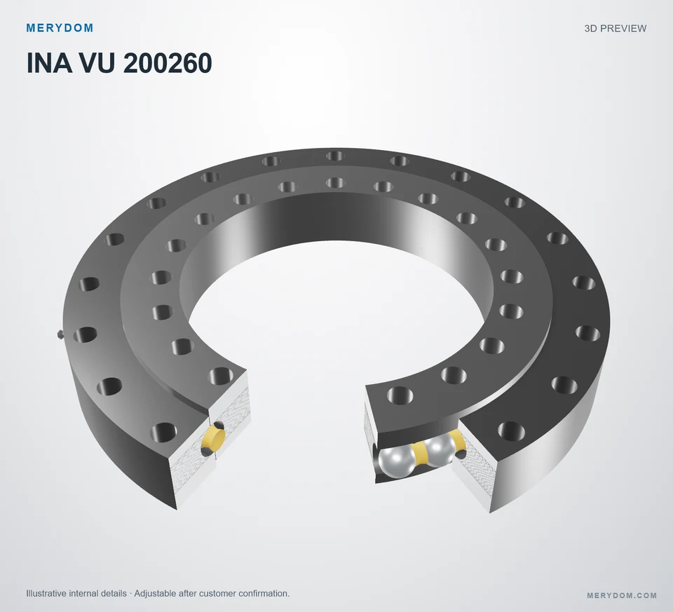 3D model preview of the MERYDOM replacement slewing bearing for INA VU 200260.