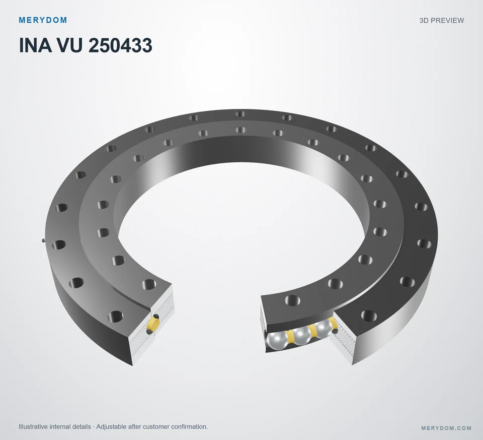 3D model preview of the MERYDOM replacement slewing bearing for INA VU 250433.
