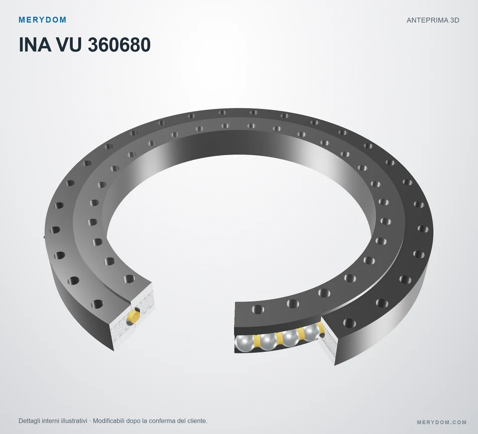 Anteprima del modello 3D del cuscinetto di rotazione sostitutivo MERYDOM per INA VU 360680.