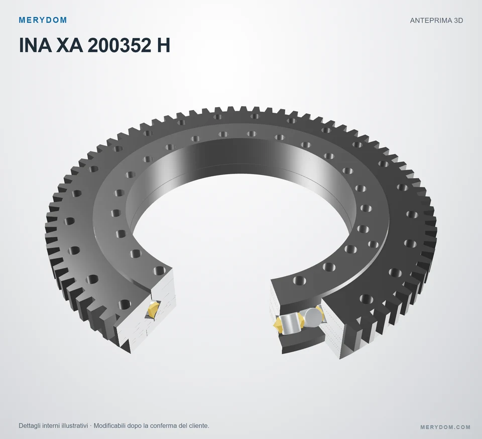 Anteprima del modello 3D del cuscinetto di rotazione sostitutivo MERYDOM per INA XA 200352 H.
