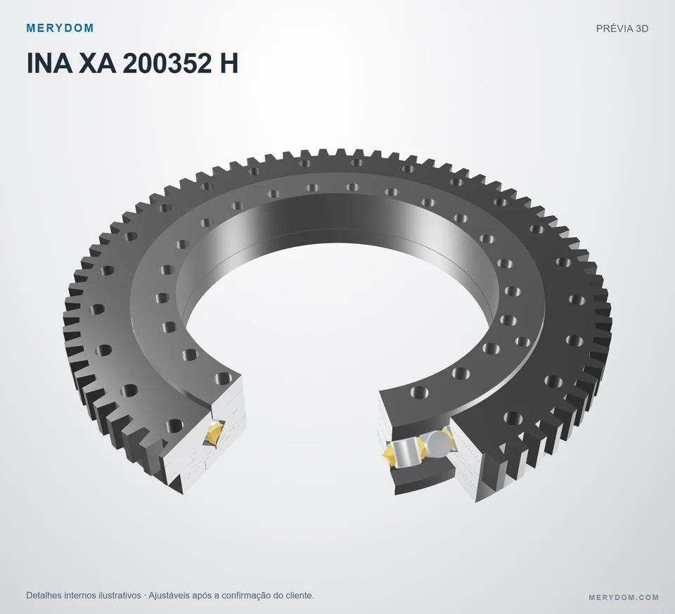 Prévia do modelo 3D do rolamento de giro de substituição MERYDOM para INA XA 200352 H.