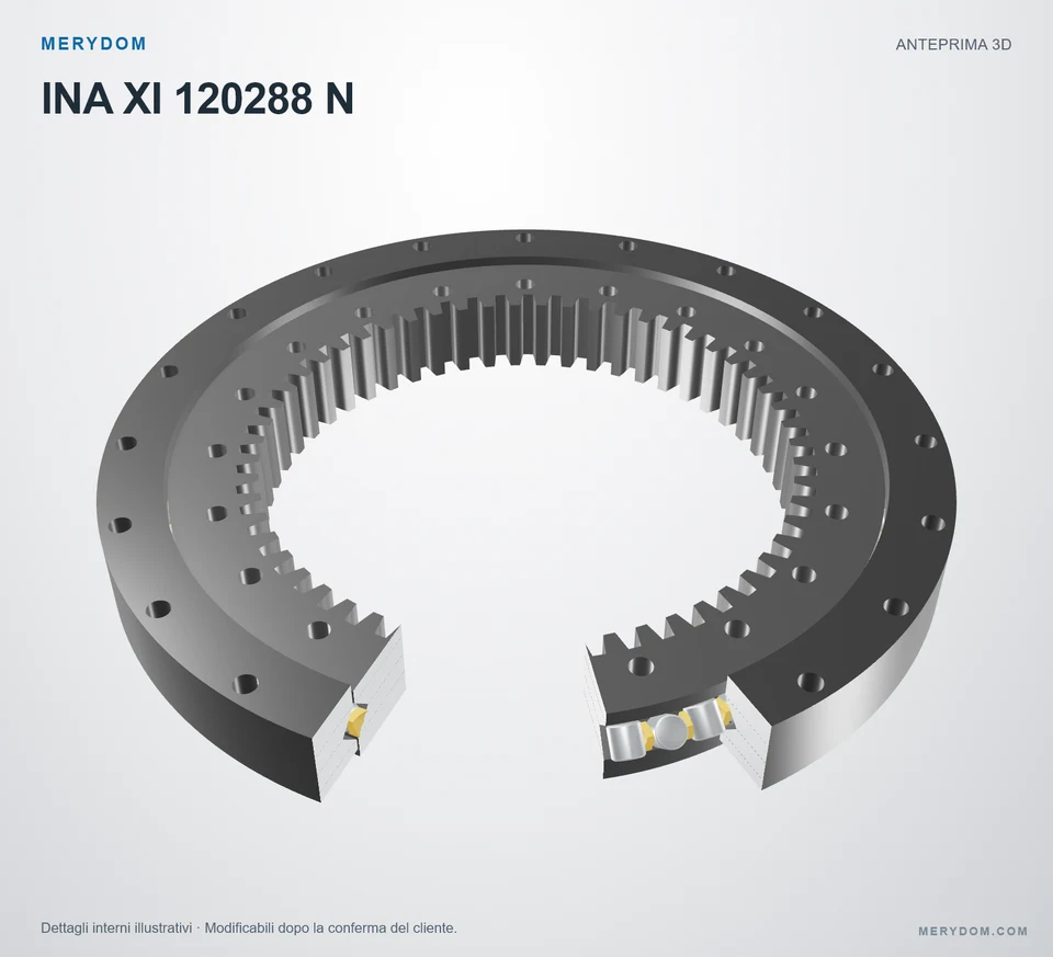 Anteprima del modello 3D del cuscinetto di rotazione sostitutivo MERYDOM per INA XI 120288 N.