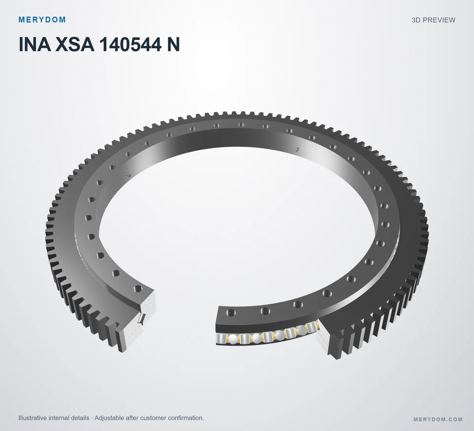 3D model preview of the MERYDOM replacement slewing bearing for INA XSA 140544 N.