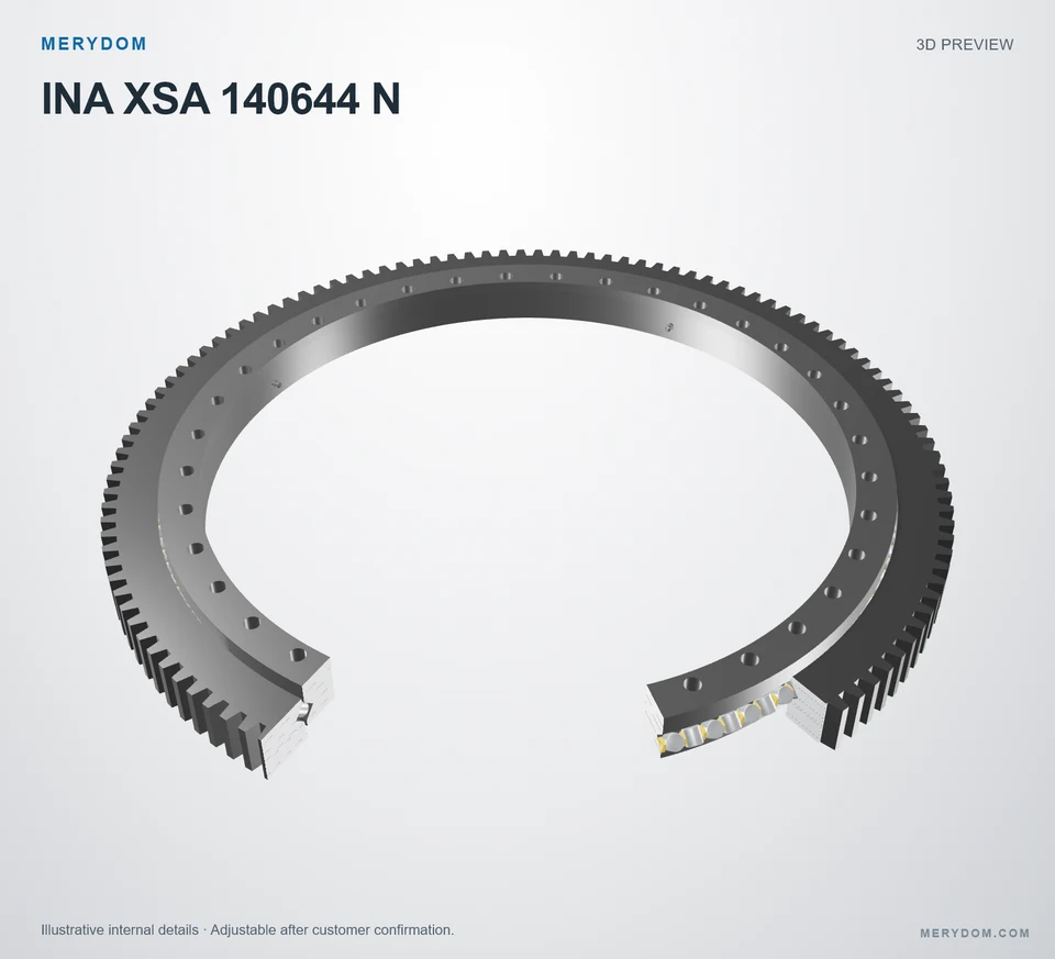 3D model preview of the MERYDOM replacement slewing bearing for INA XSA 140644 N.