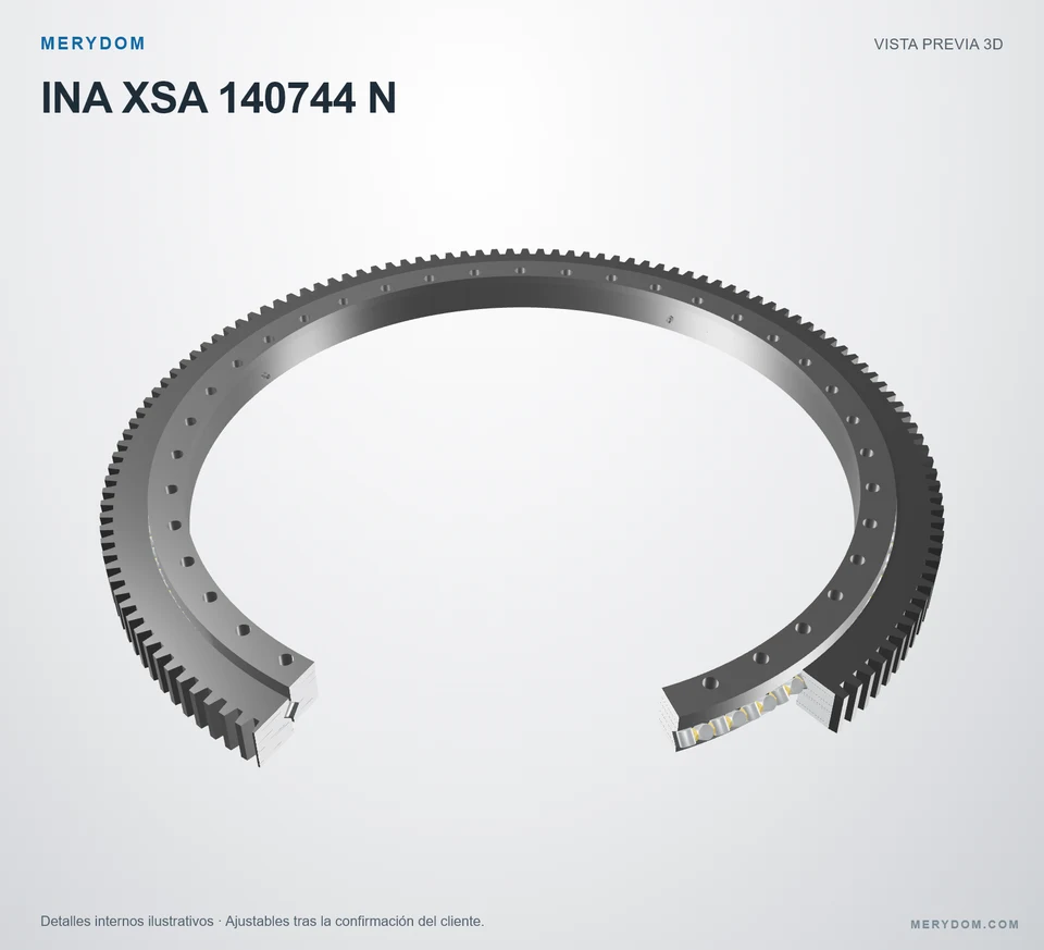 Vista previa del modelo 3D de la corona de giro de sustitución MERYDOM para INA XSA 140744 N.