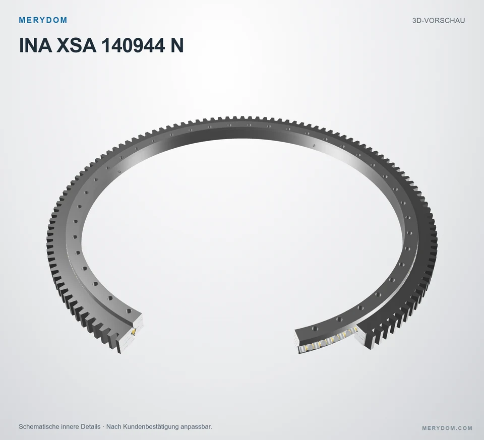 Vorschau des 3D-Modells des MERYDOM-Ersatzdrehkranzes für INA XSA 140944 N.