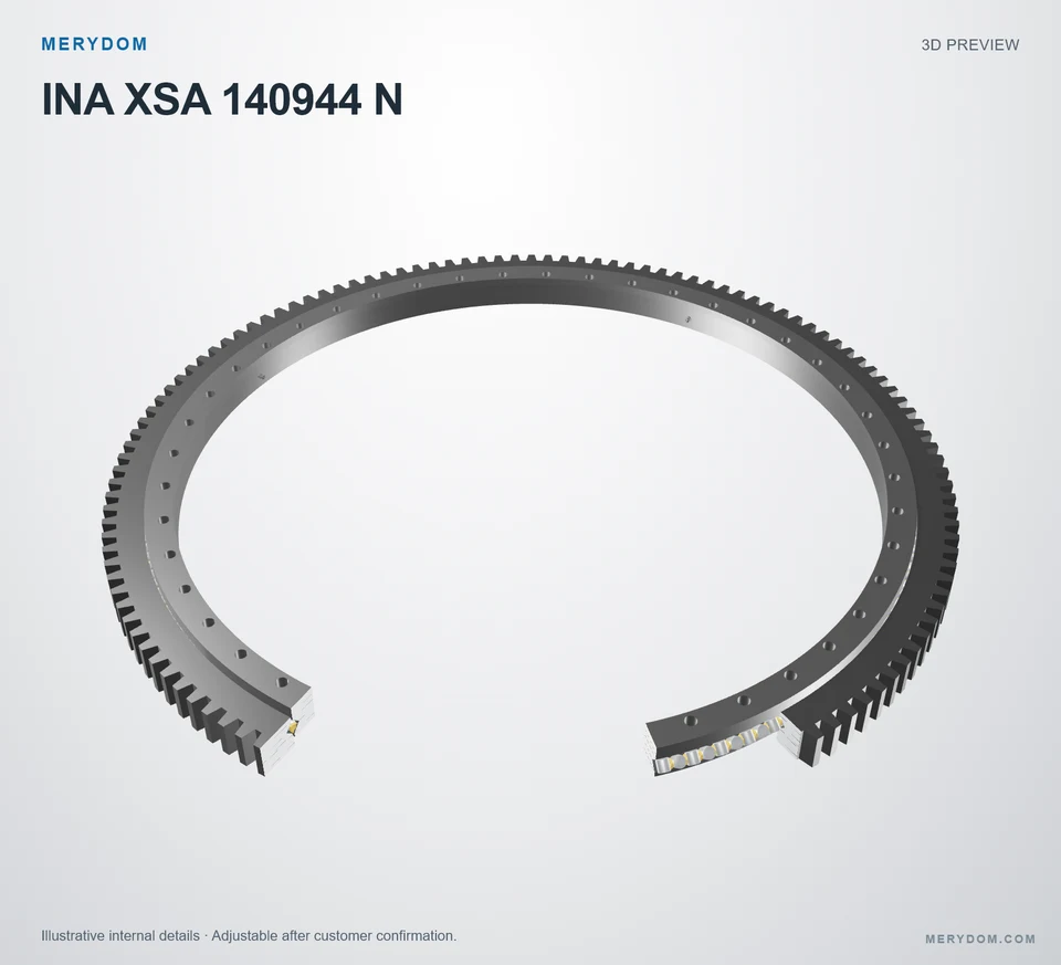 3D model preview of the MERYDOM replacement slewing bearing for INA XSA 140944 N.