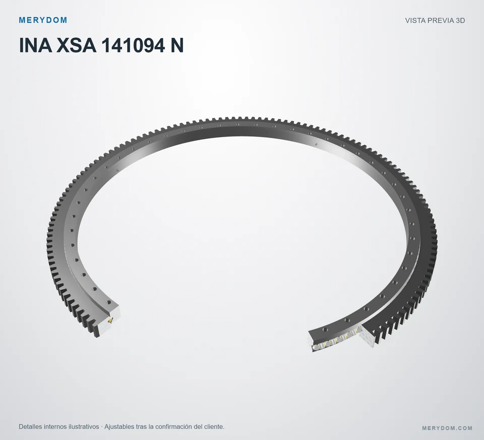 Vista previa del modelo 3D de la corona de giro de sustitución MERYDOM para INA XSA 141094 N.