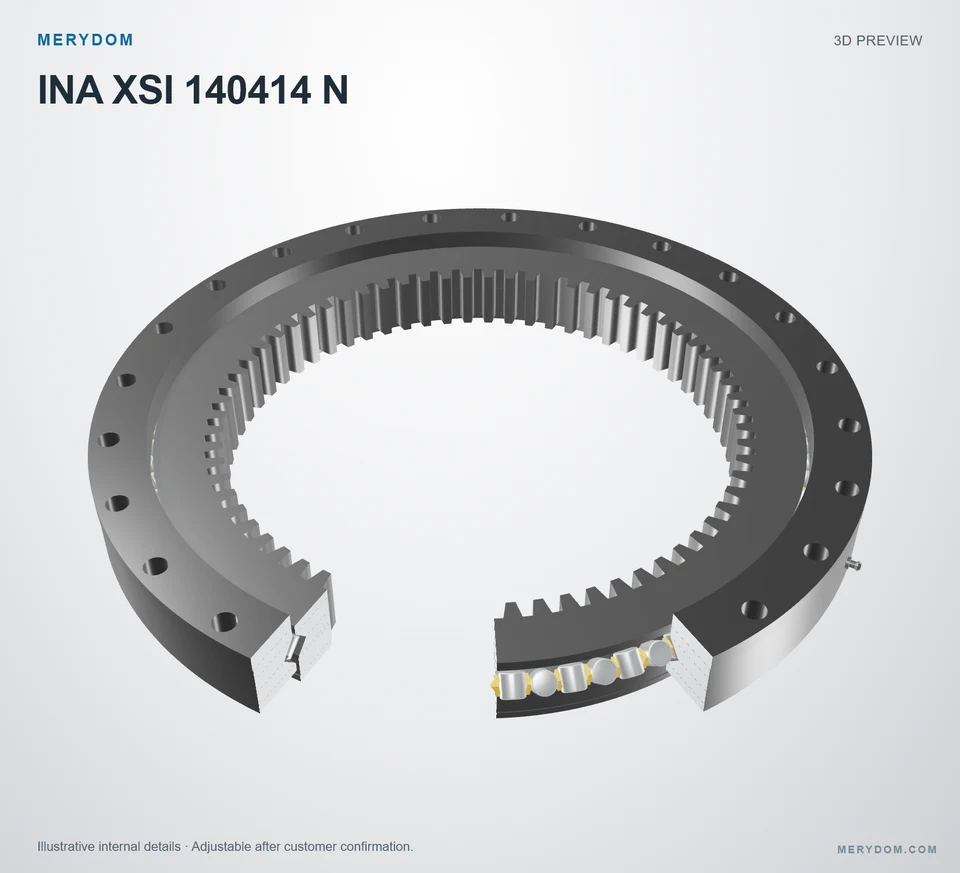 3D model preview of the MERYDOM replacement slewing bearing for INA XSI 140414 N.