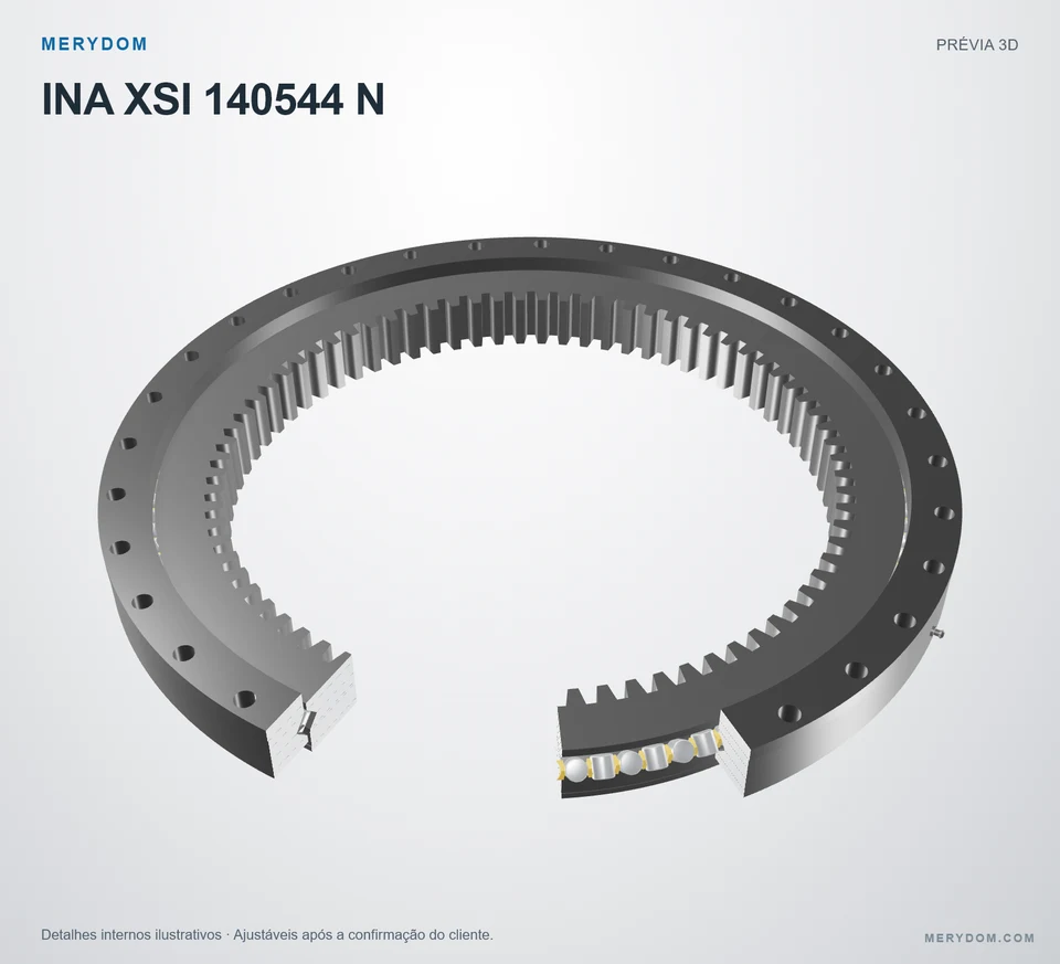 Prévia do modelo 3D do rolamento de giro de substituição MERYDOM para INA XSI 140544 N.