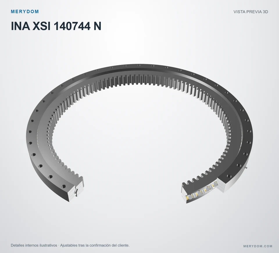 Vista previa del modelo 3D de la corona de giro de sustitución MERYDOM para INA XSI 140744 N.