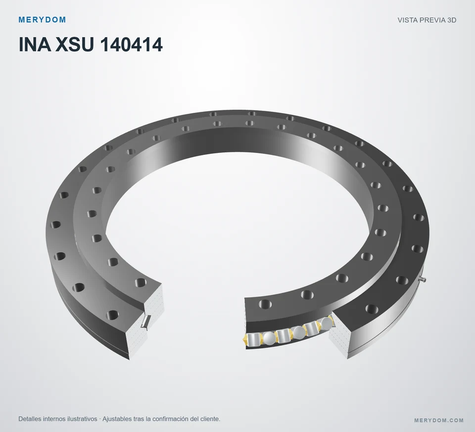 Vista previa del modelo 3D de la corona de giro de sustitución MERYDOM para INA XSU 140414.
