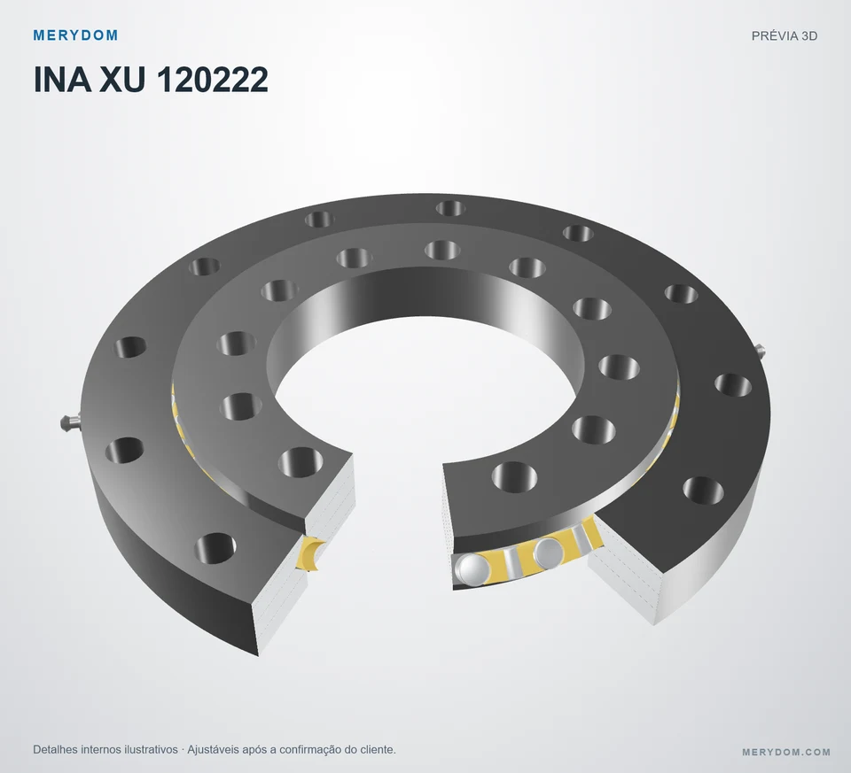 Prévia do modelo 3D do rolamento de giro de substituição MERYDOM para INA XU 120222.
