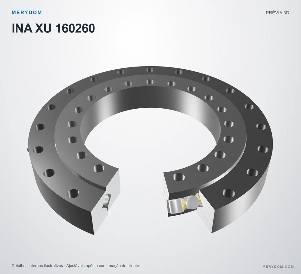 Prévia do modelo 3D do rolamento de giro de substituição MERYDOM para INA XU 160260.