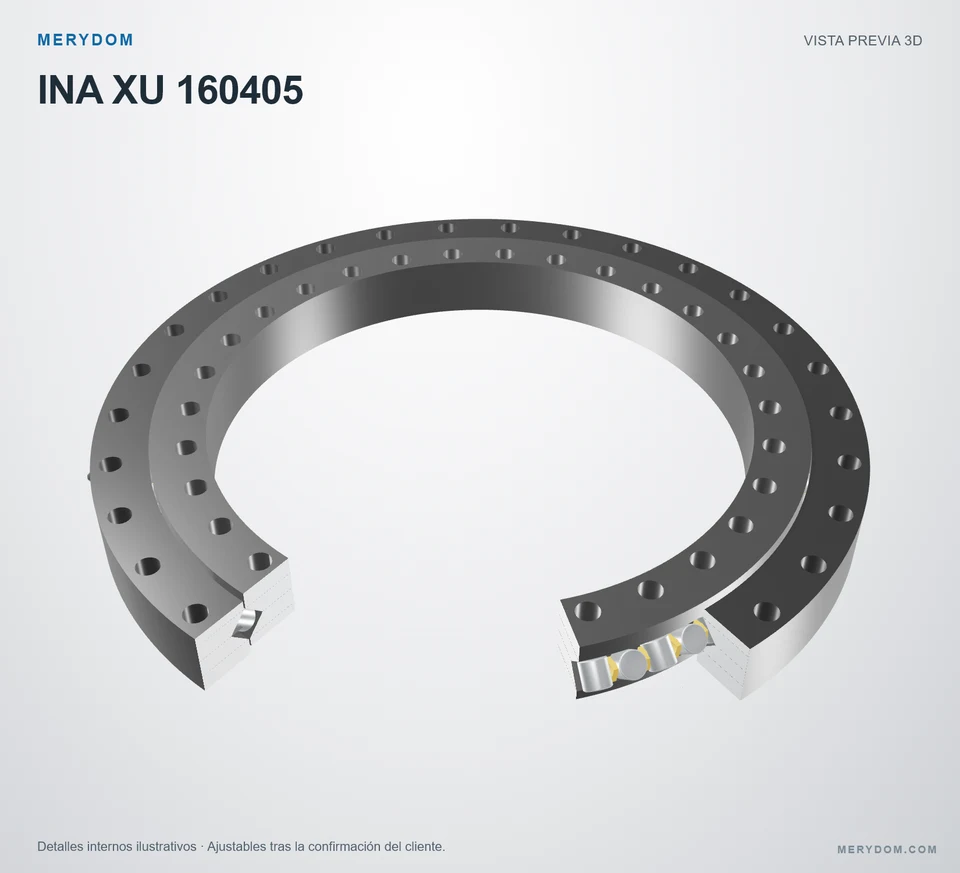 Vista previa del modelo 3D de la corona de giro de sustitución MERYDOM para INA XU 160405.