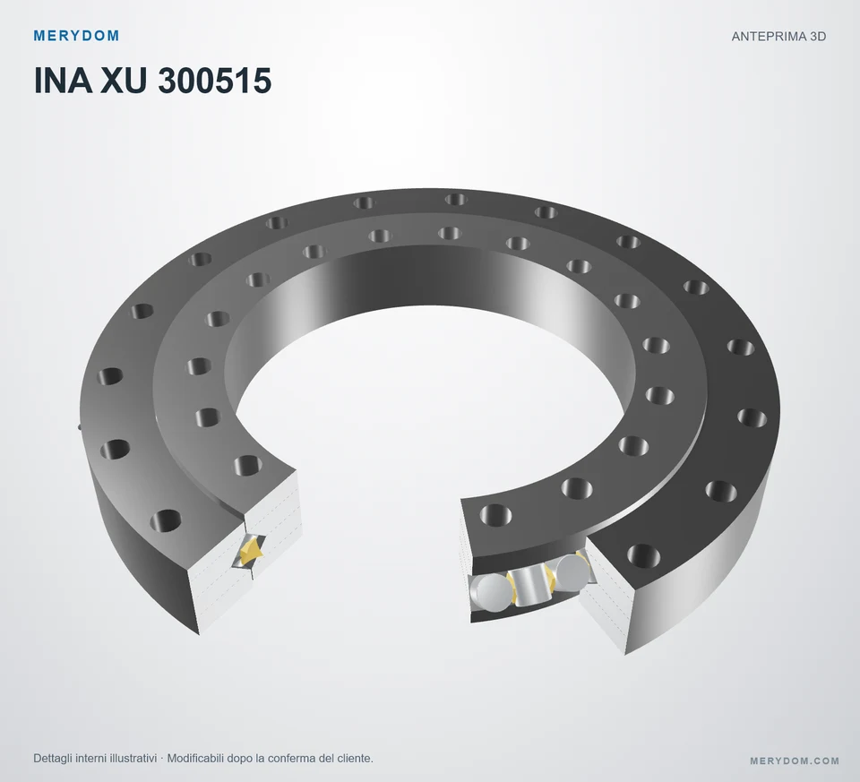 Anteprima del modello 3D del cuscinetto di rotazione sostitutivo MERYDOM per INA XU 300515.